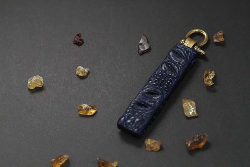 点金鳄鱼之顶挂饰 售出 可定制类款 - 钥匙链/钥匙包 - 真皮 蓝色