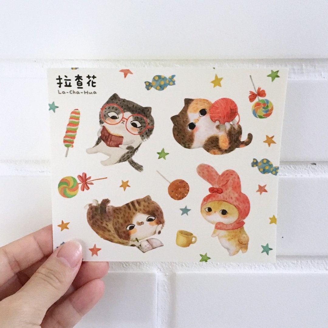 贴纸-糖果猫 - 贴纸 - 纸 白色
