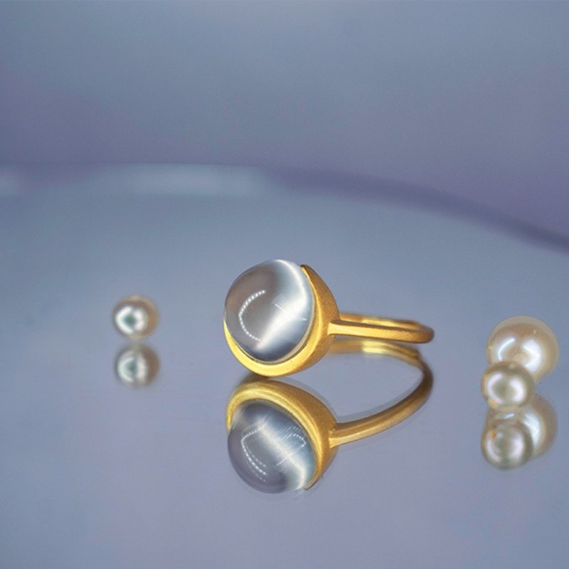 弥谙【石英玉开口戒指】精致高冰设计款925银镀金轻珠宝小众 - 戒指 - 其他材质 