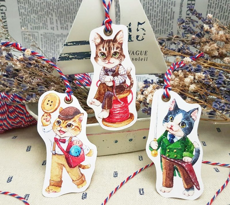 裁缝猫猫小书签-1组3张 - 书签 - 纸 多色