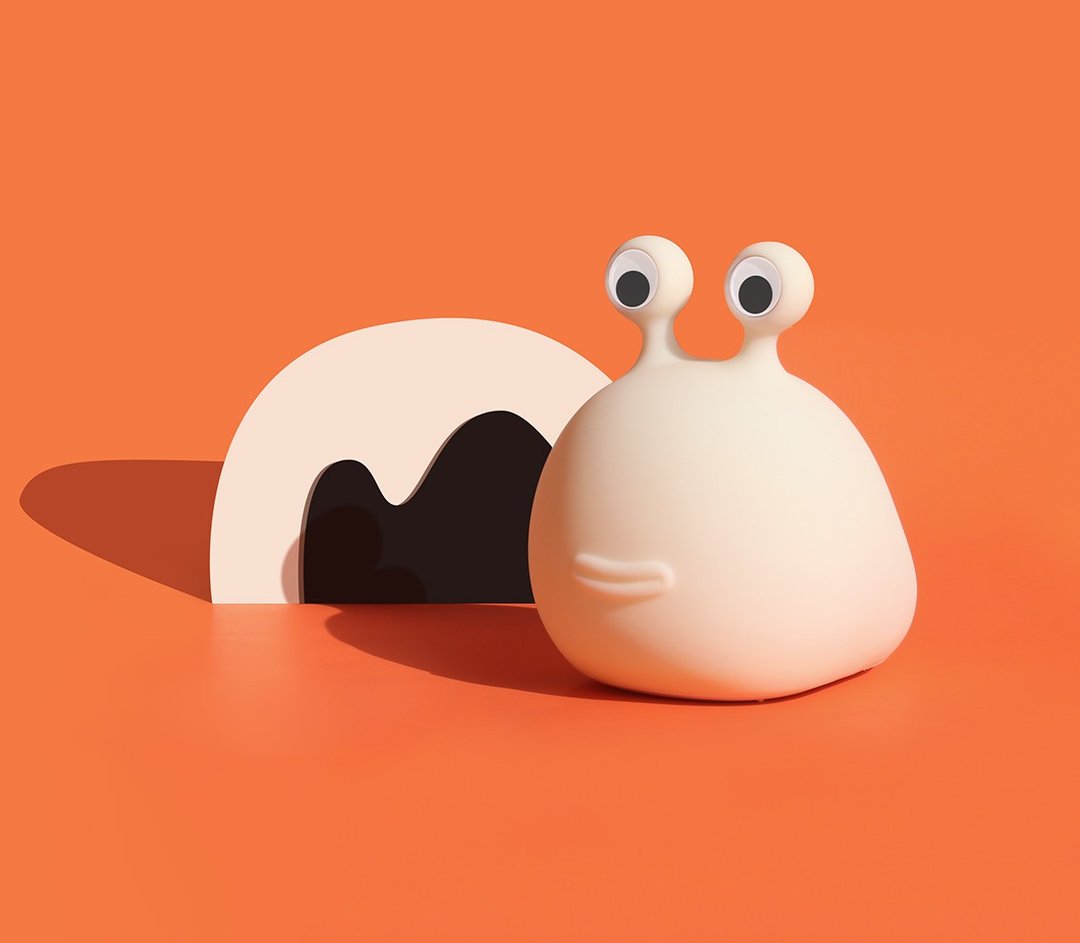 鼻涕虫夜灯 SLUG NIGHT LAMP - 灯具/灯饰 - 硅胶 白色