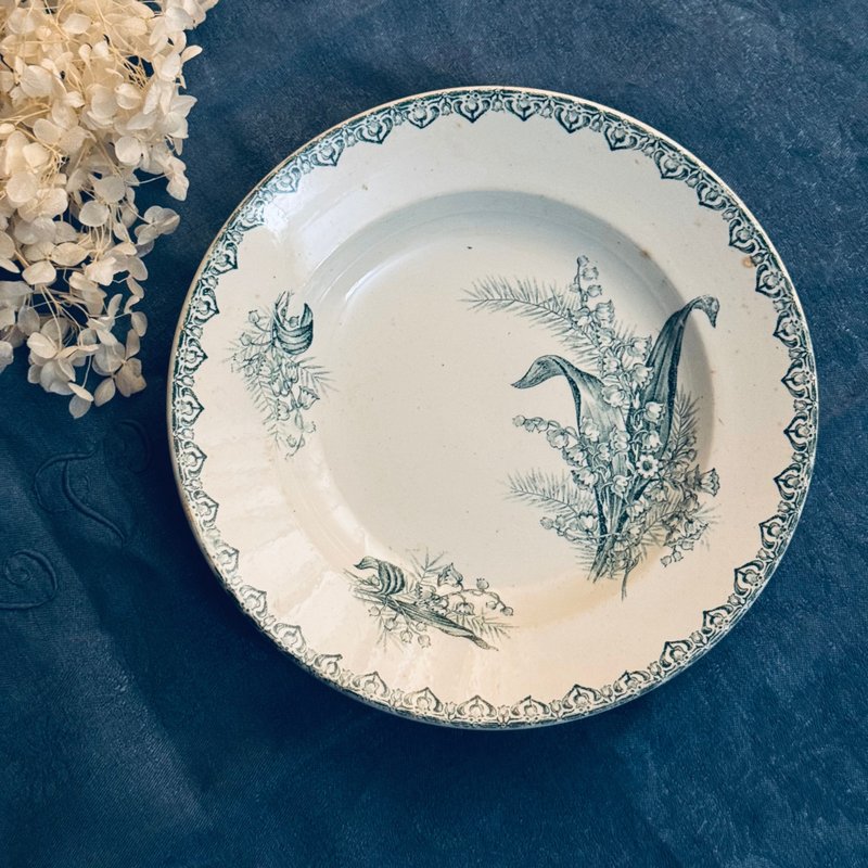 * 50887-经典法国古董深盘 Saint Amand Model MUGUET - 盘子/餐盘/盘架 - 瓷 