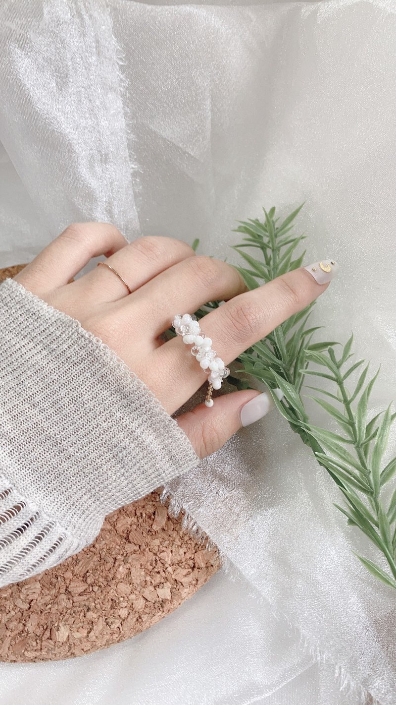 可调式串珠链戒- Bubbles系列-White - 戒指 - 其他材质 