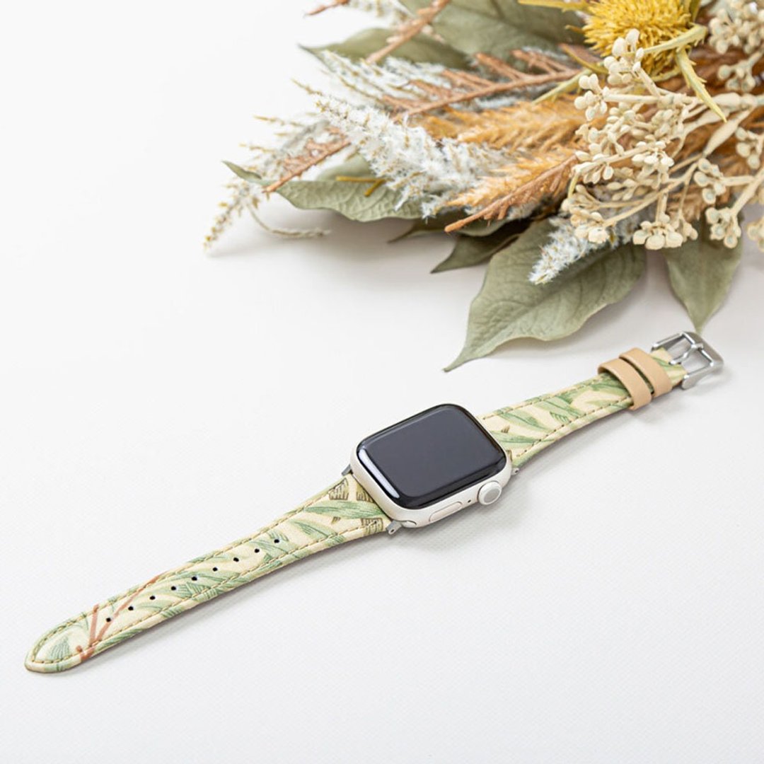 Apple Watch 38/40/41mm  BEST OF MORRIS 限量联名款表带 - 米白 - 表带 - 棉 绿色