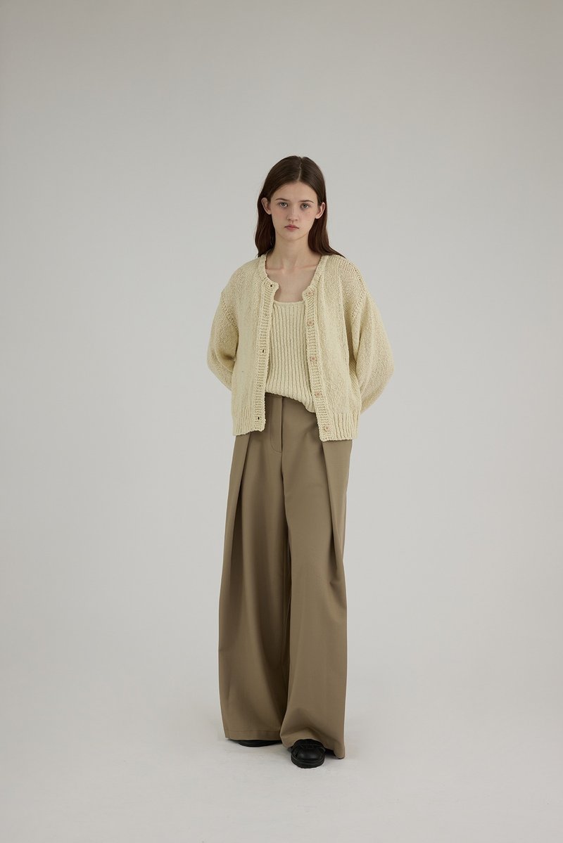 慵懒风 复古针织开衫套装 - 女装针织衫/毛衣 - 其他材质 黄色