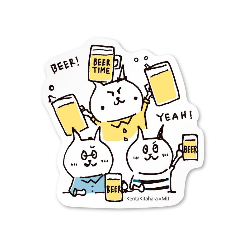 Third cat sticker 【BEER PARTY】 - 贴纸 - 防水材质 白色