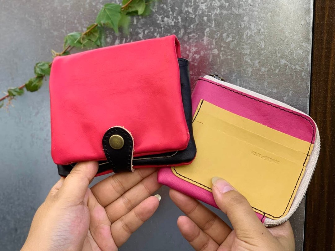 H-PLUMP Red fascinating cool cute half plump wallet Stand-alone coin purse HPW-RRKK-PYT-K - 皮夹/钱包 - 真皮 红色