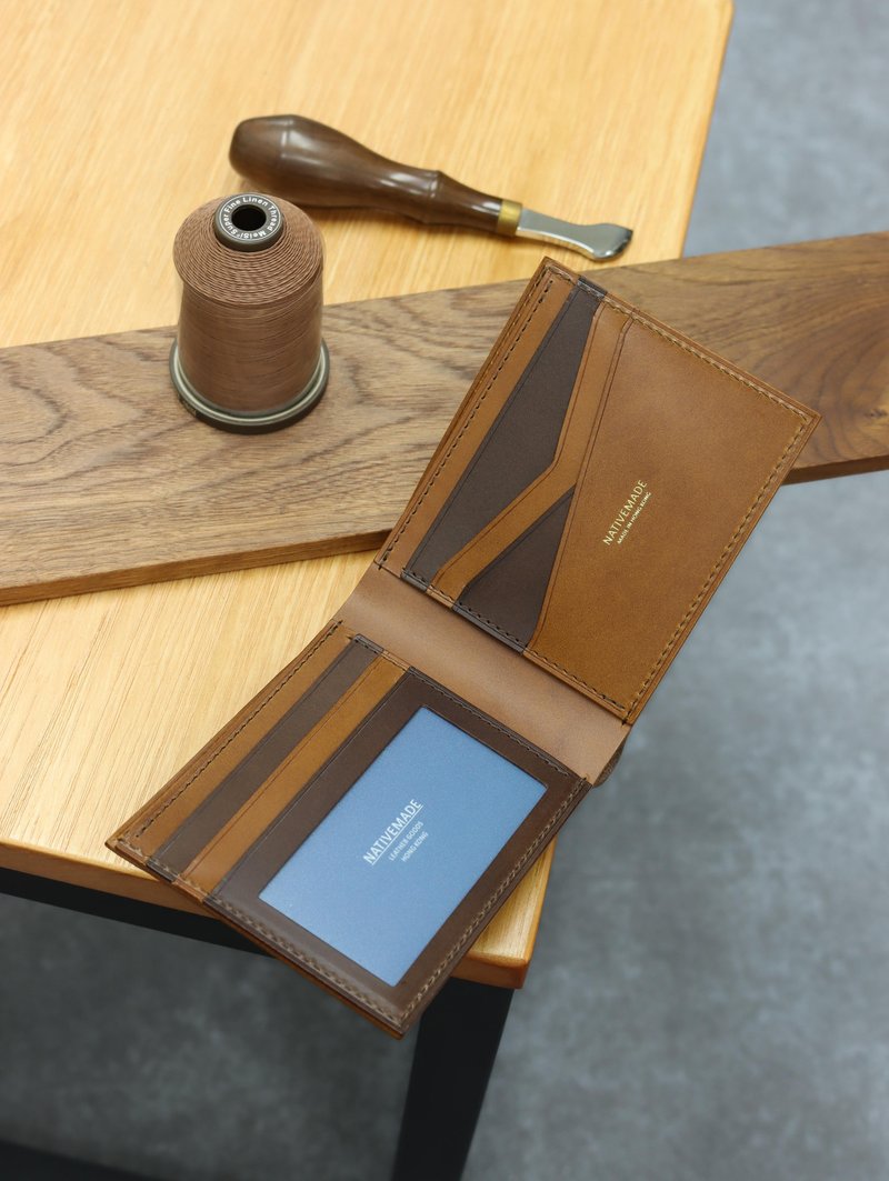 意大利皮革银包 男装 短夹 钱包 钱夹 皮夹 - 皮夹/钱包 - 真皮 咖啡色