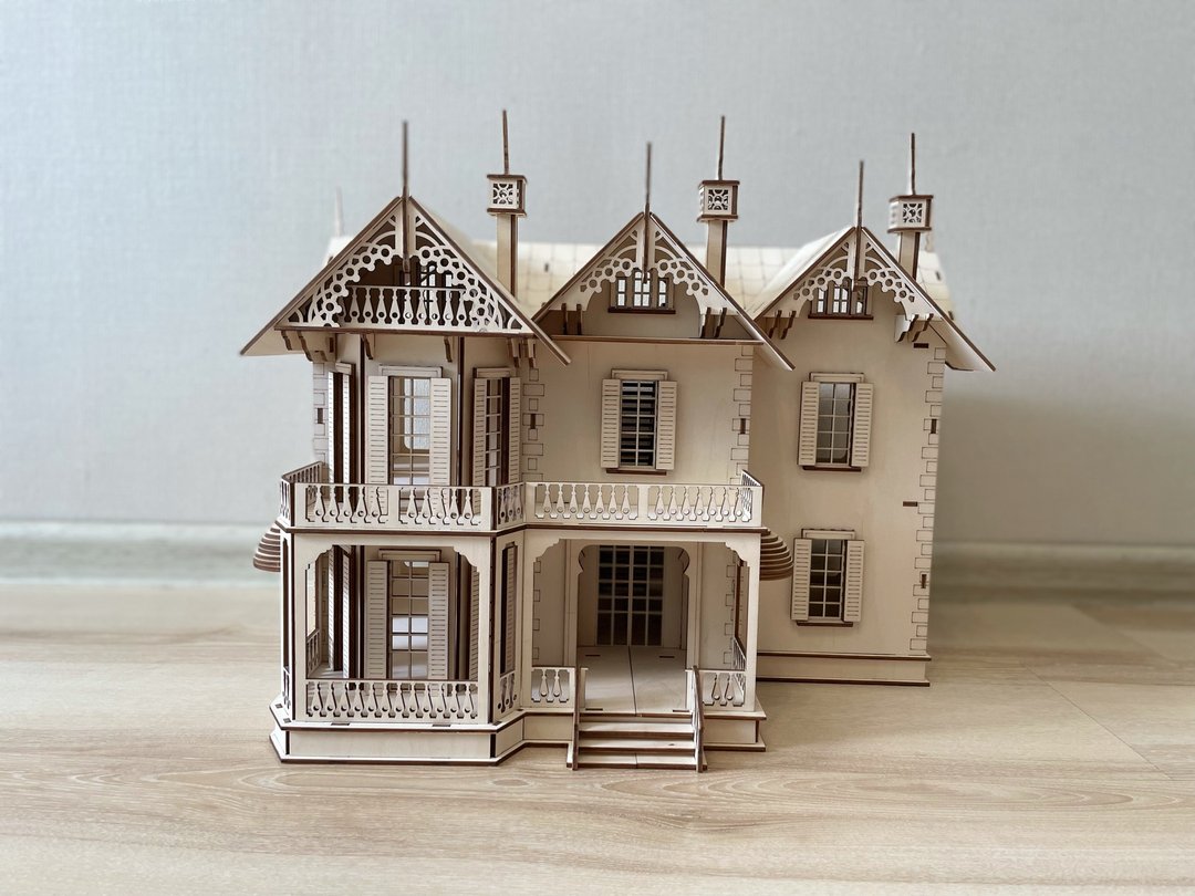 Victorian Gothic Mansion Dollhouse | DIY Dollhouse kit | Dollhouse miniature - 玩具/玩偶 - 木头 