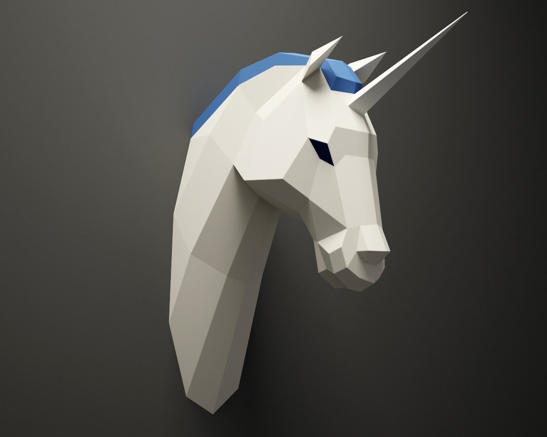 DIY Unicorn Head, licorne Paper Animal trophy, 3D Paper model, DIGITAL TEMPLATE - 手工艺教程/工具书 - 其他材质 