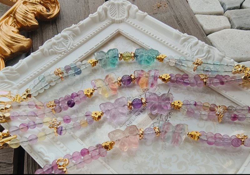 春蝶 - 精品萤石双排水晶手链 - 手链/手环 - 水晶 