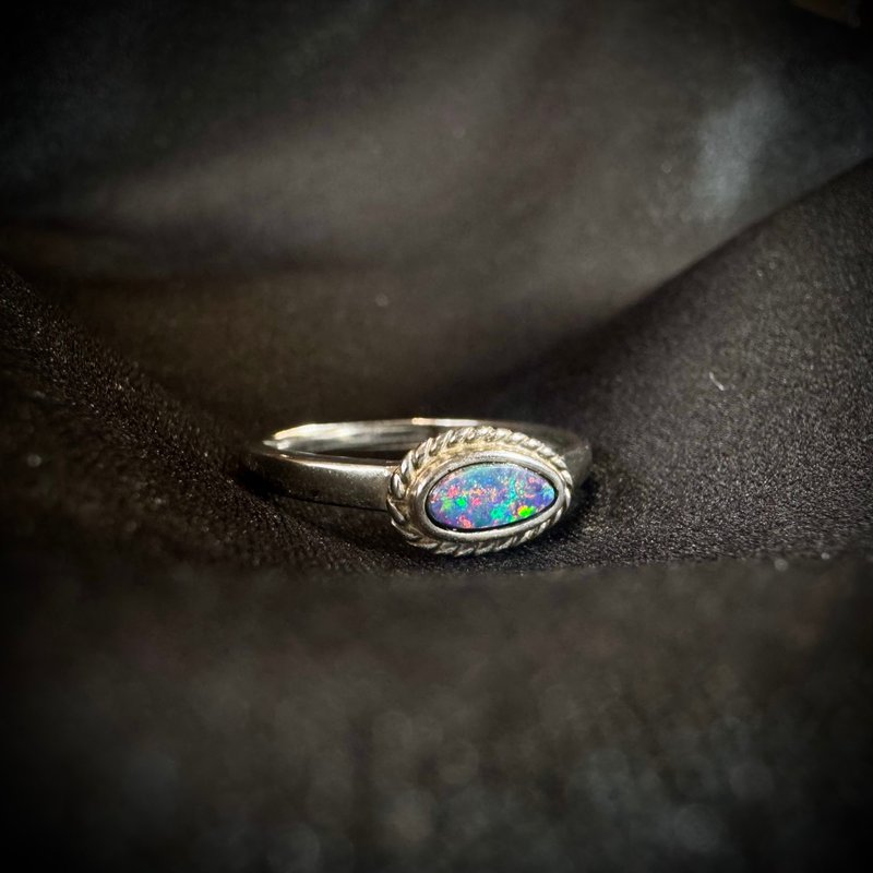 斑斓。澳大利亚欧泊 澳欧 欧泊 Opal 戒指 Opal silver ring - 戒指 - 半宝石 多色