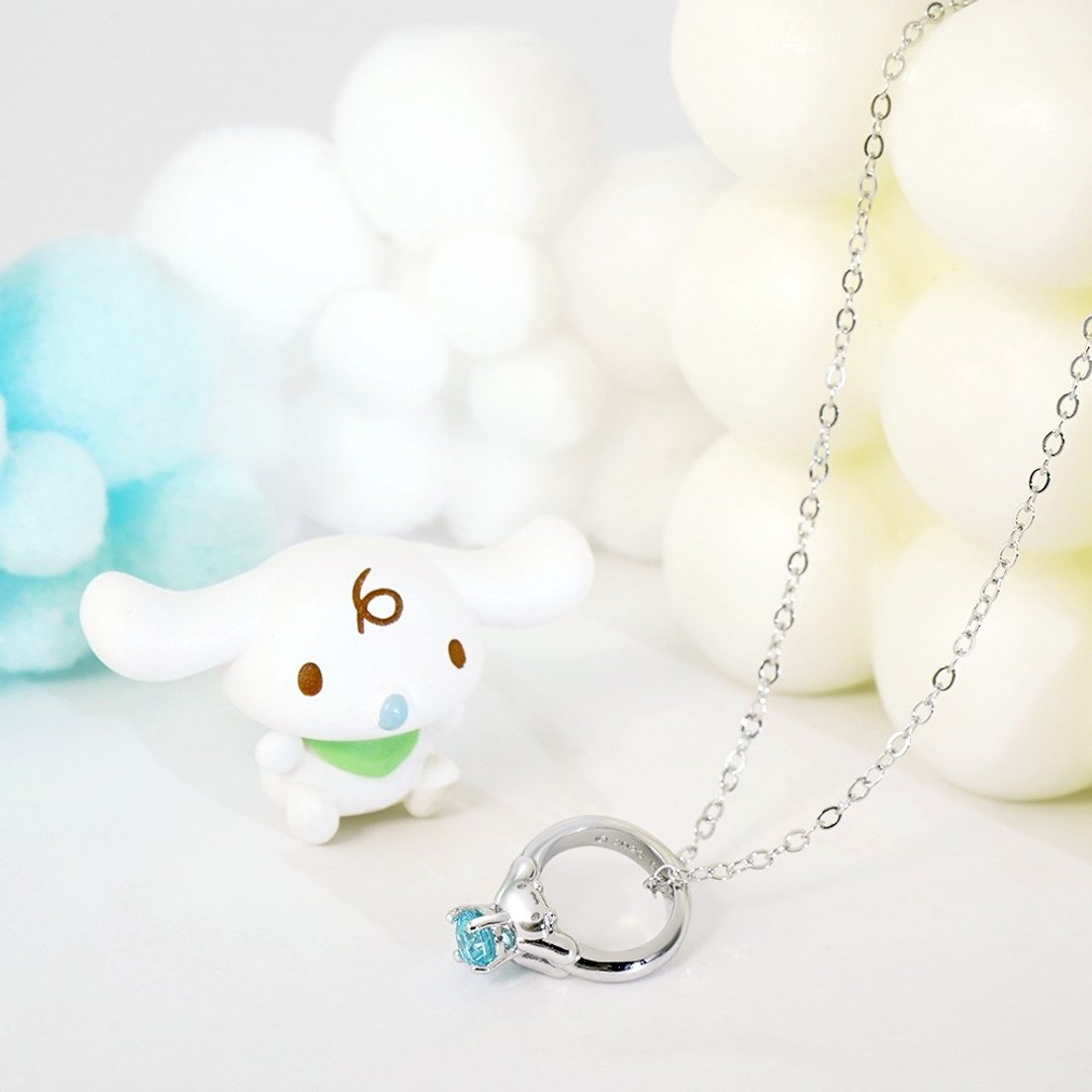 【定制化礼物】大耳狗 Baby 系列 - 幸福喜拿 Baby Ring 诞生石纯银项链 - 项链 - 纯银 银色