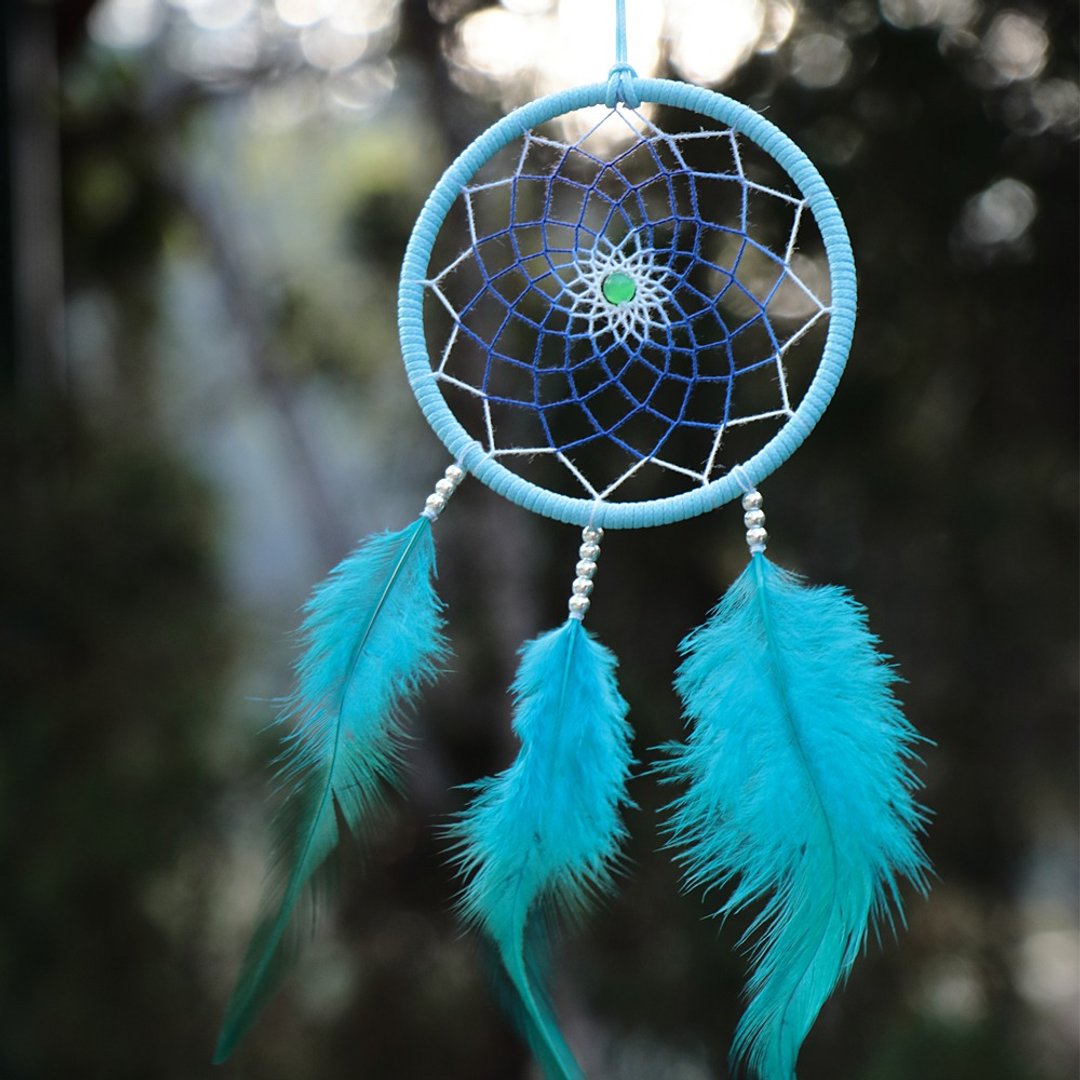 森林潘朵拉丨猫眼石 手工编织 渐层  Dreamcatcher-土耳其蓝色 - 吊饰 - 其他材质 蓝色