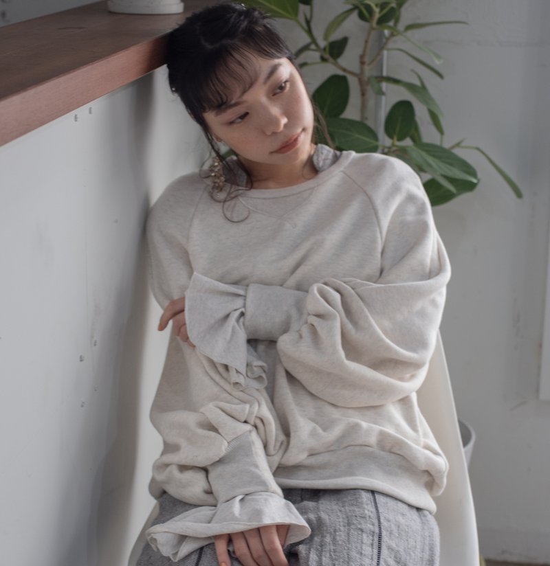 lib 绑带袖套衫（白色） - 女装上衣 - 棉．麻 白色