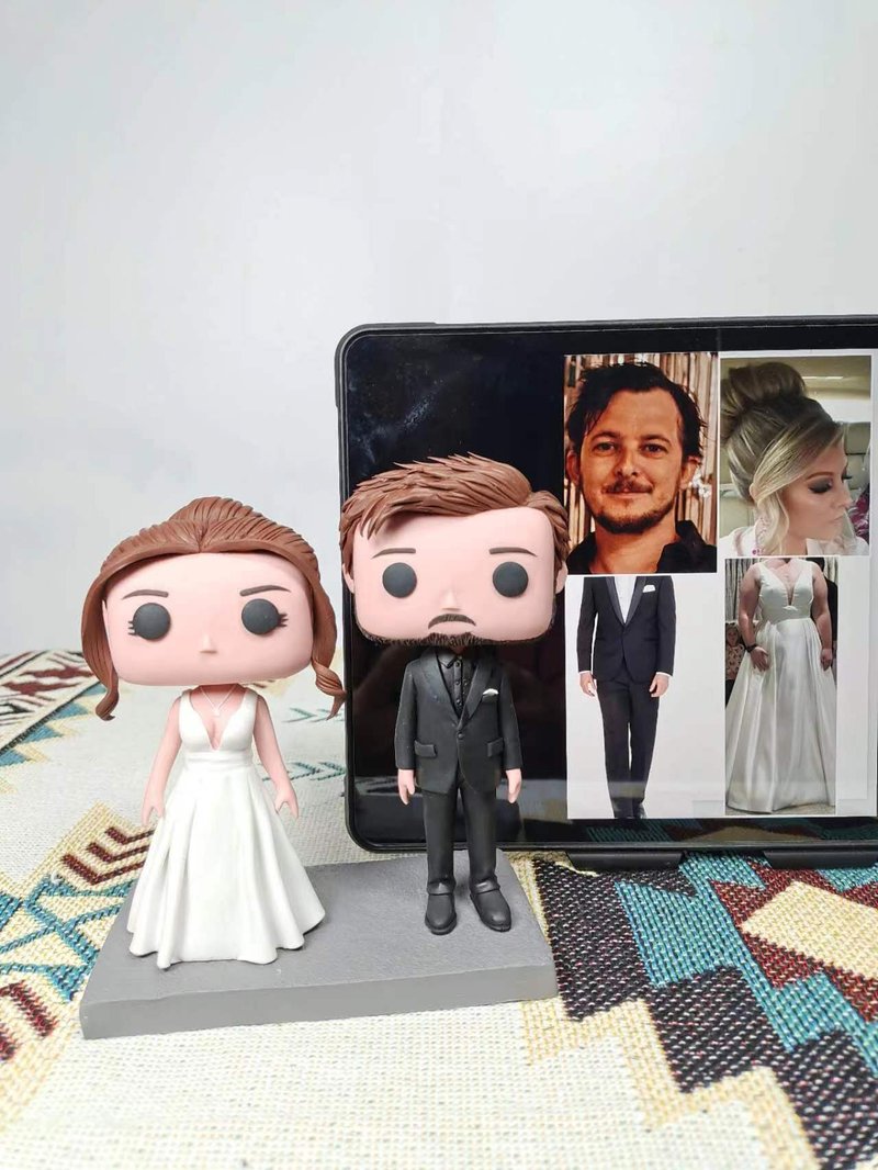 纯手工定制美国Funko Pop 自画像公仔情侣父母夫妻结婚周年礼物 - 玩偶/公仔 - 粘土 多色