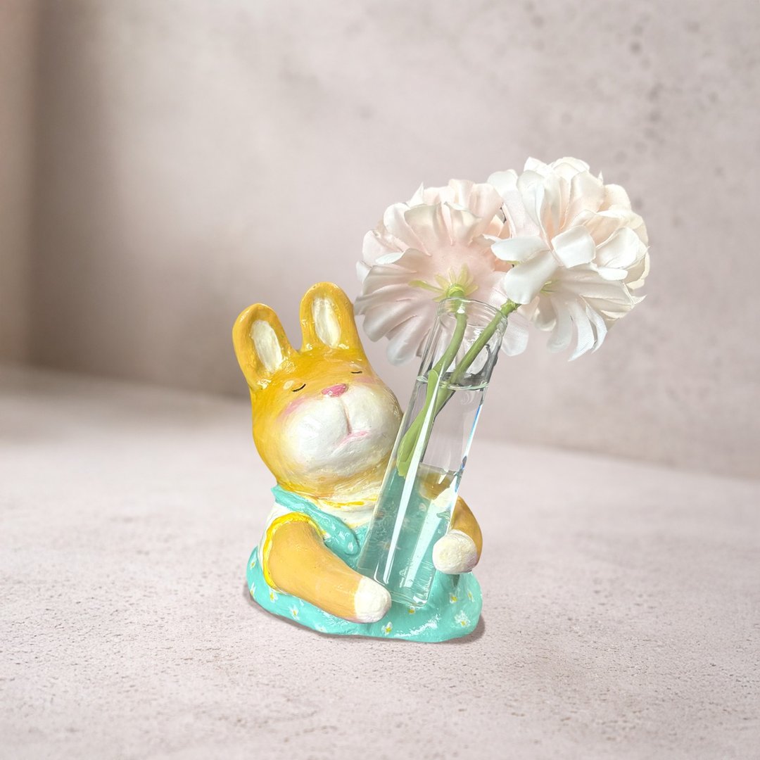 小兔花器 花器 泥塑 花瓶 扩香瓶 - 花瓶/陶器 - 粘土 