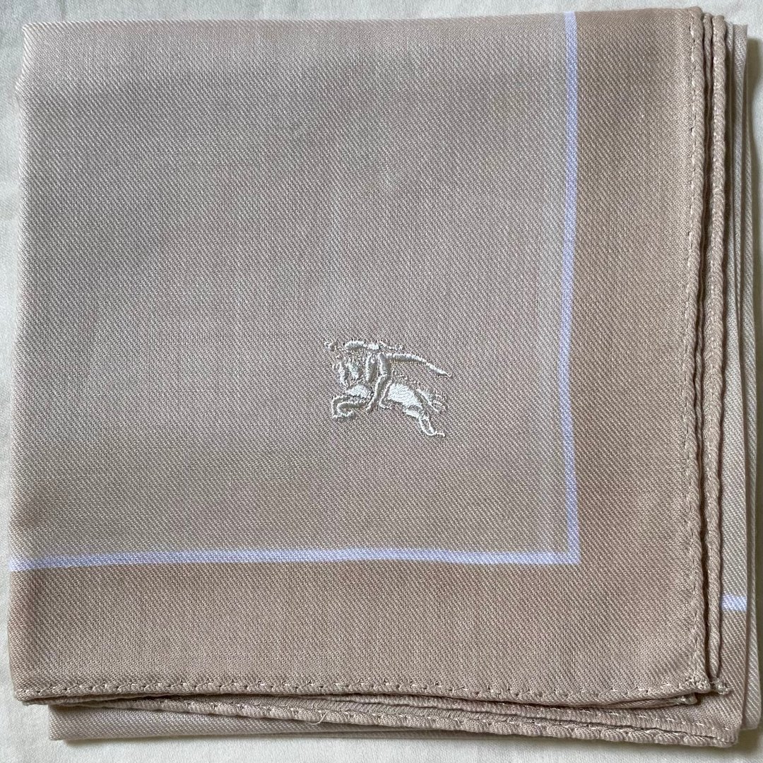 经典 Burberry 浅米色纯棉 手帕 男女适用 方巾 领巾 - 手帕/方巾 - 棉．麻 咖啡色