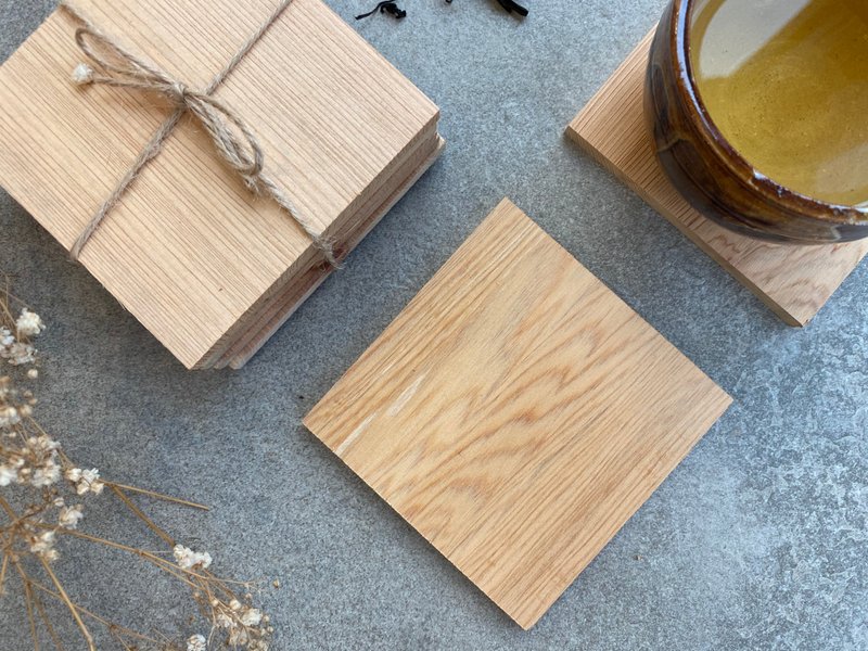 桧木杯垫(五入) - 杯垫 - 木头 咖啡色