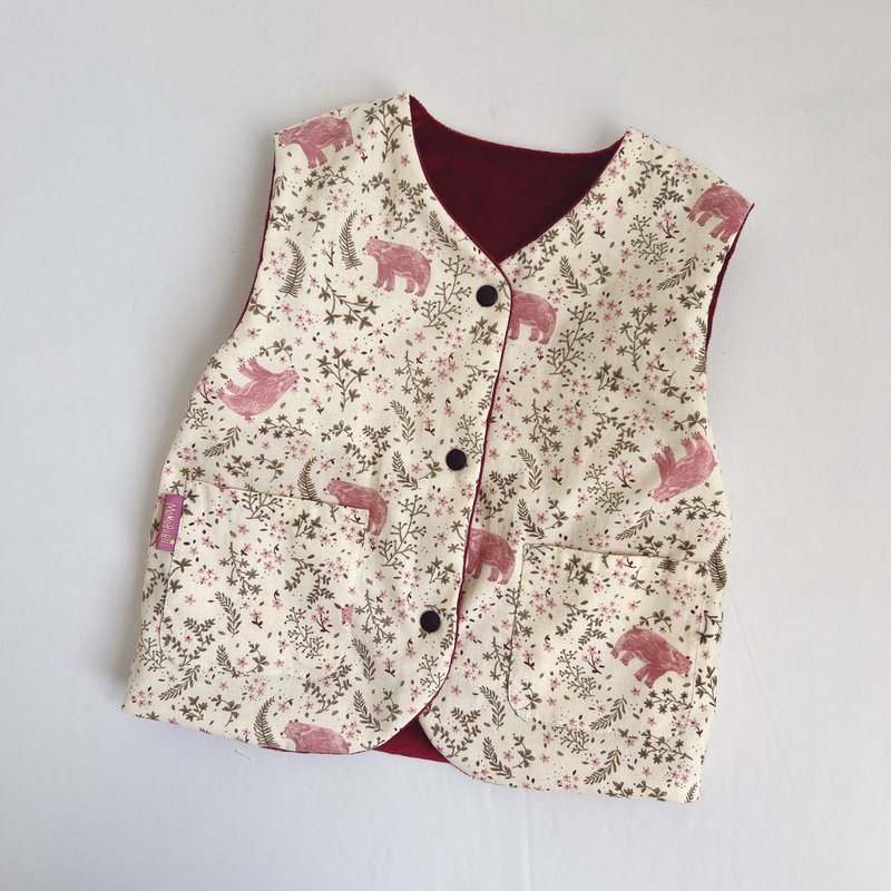 无帽背心 青青小熊 - 童装上衣 - 棉．麻 黄色