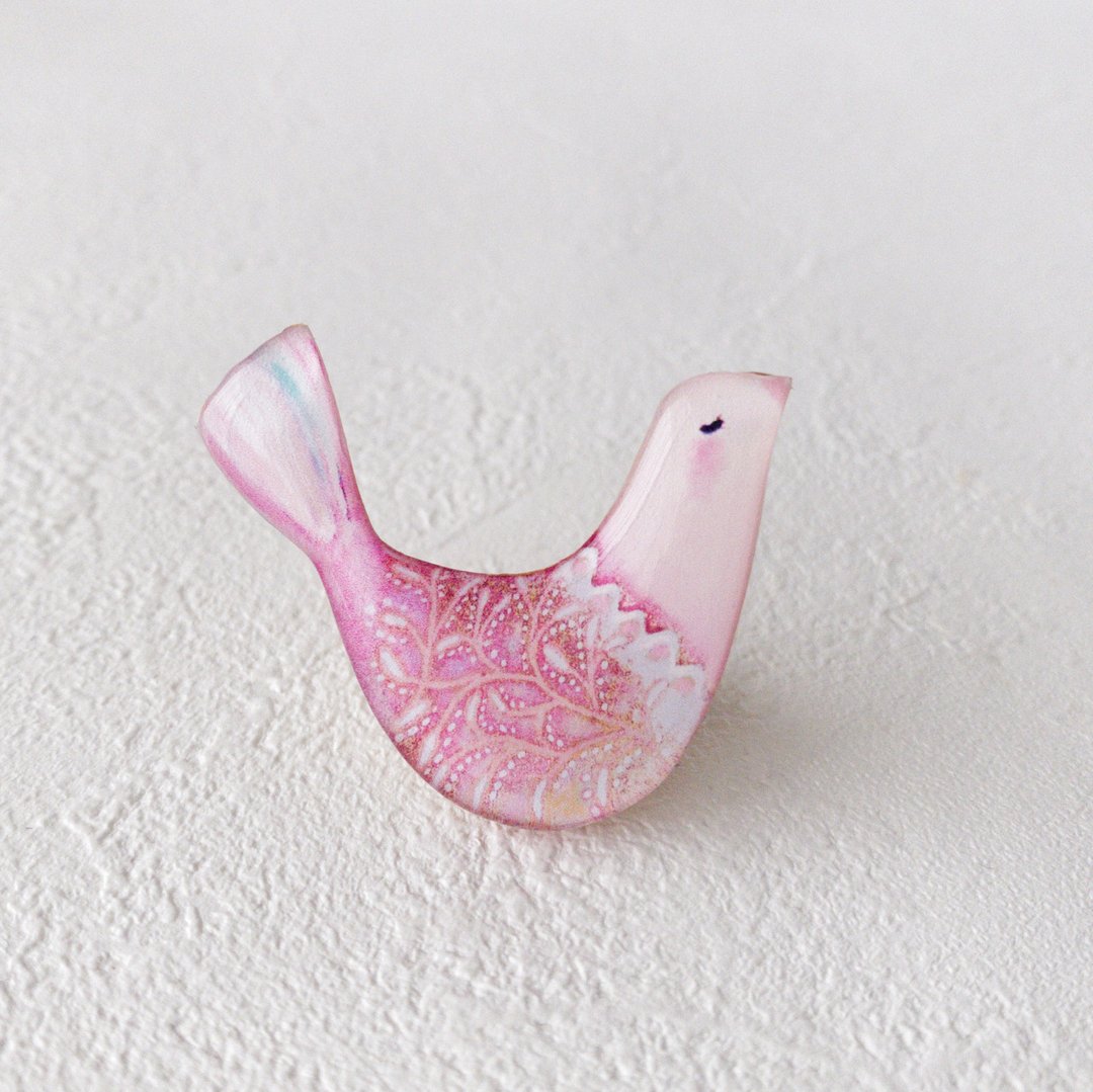 Bird brooch - 胸针 - 树脂 粉红色