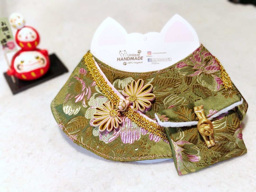 现货! 新年 贺年 宠物围巾/颈饰 利是逗来 CNY neck wear collar - 项圈/牵绳 - 棉．麻 绿色