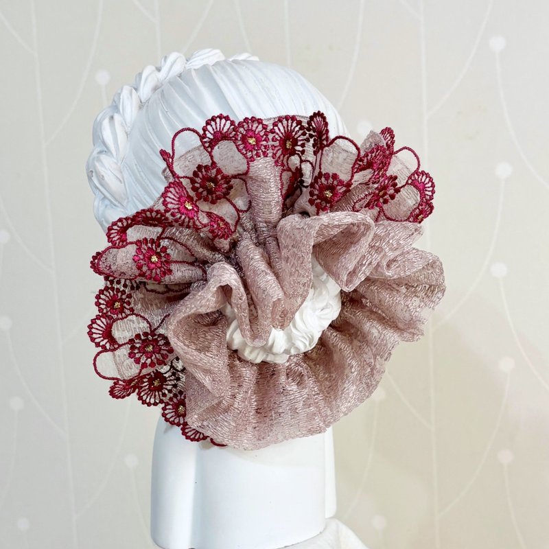 法式刺绣蕾丝大肠圈/ 发圈 大肠发圈 发束 发饰头饰猪肠圈 - 发饰 - 其他材质 多色