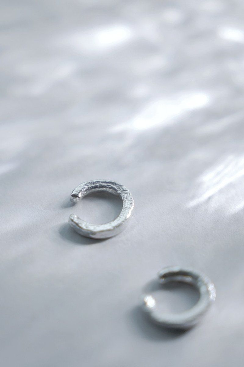 大自然系列-石纹耳骨夹 SV925 软骨 耳扣 - 耳环/耳夹 - 纯银 银色