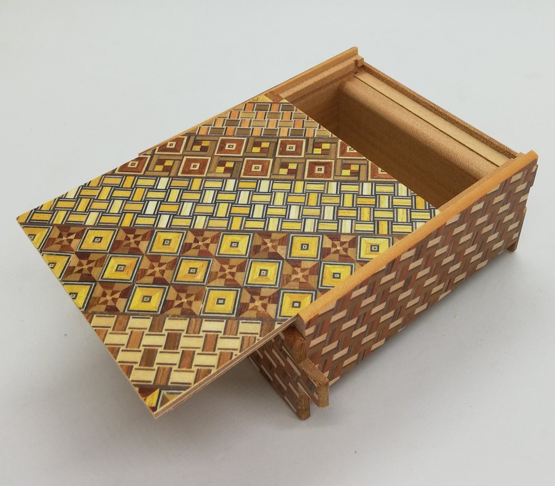 Wide 14 steps Yosegi/Kuzushi Japanese puzzle box Himitsu-bako Karakuri Japan - 其他 - 木头 