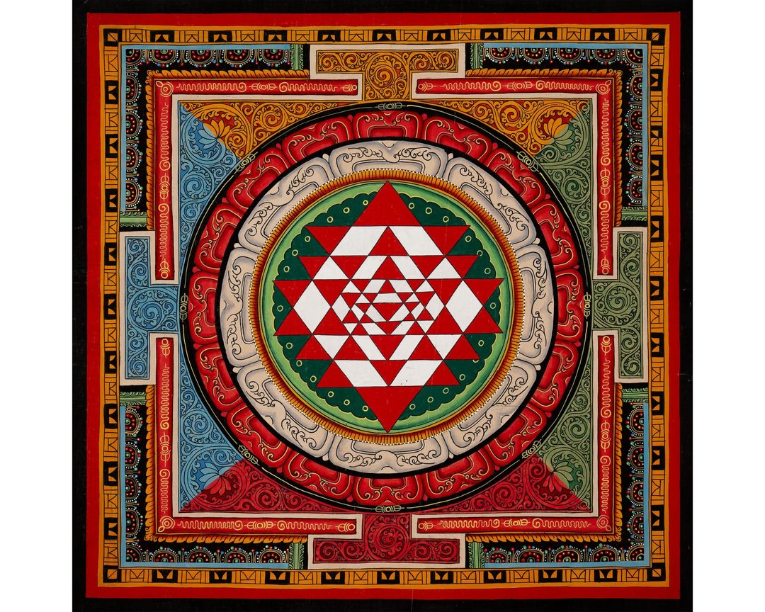 Shree Yantra 曼陀罗唐卡——汇聚丰盛与力量的宇宙设计 - 墙贴/壁贴 - 其他材质 多色