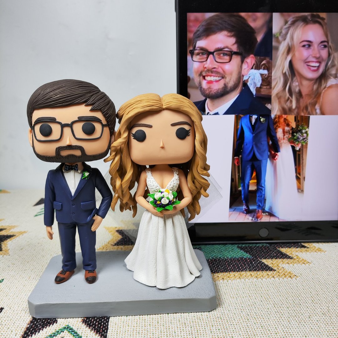 纯手工定制美国Funko Pop 自画像公仔情侣父母夫妻结婚周年礼物 - 玩偶/公仔 - 粘土 多色