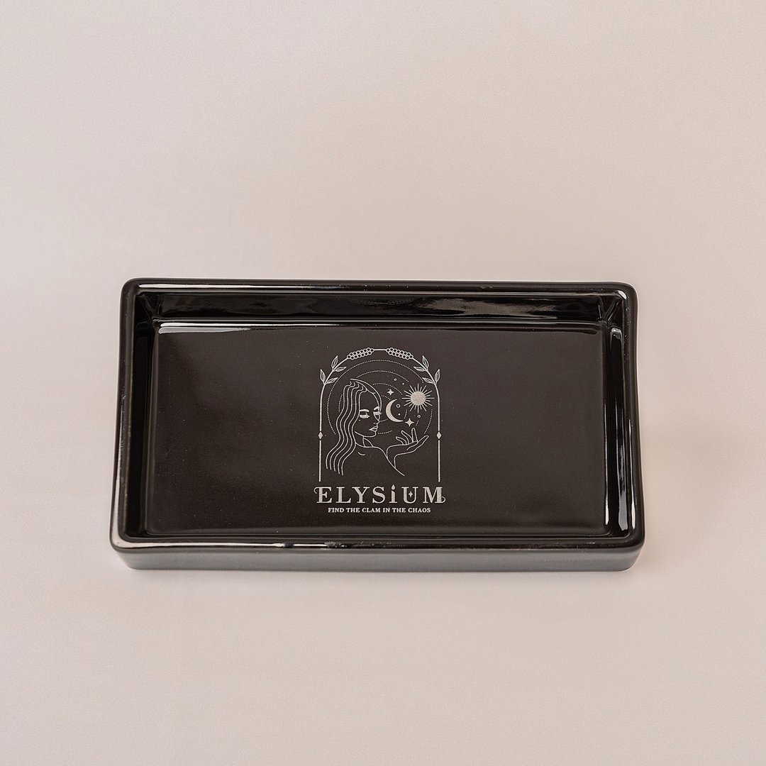 黑色多功能陶器皿 锥香台/圣木条台/圣木屑台/白鼠尾草薰香杖燃烧 - 摆饰 - 陶 黑色