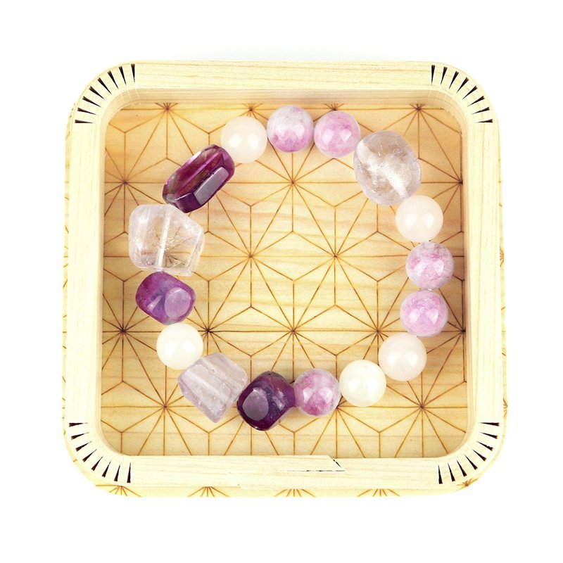 七轮调和手串/紫晶粉晶/天然/水晶手链/能量石/原生态102154 - 手链/手环 - 水晶 多色
