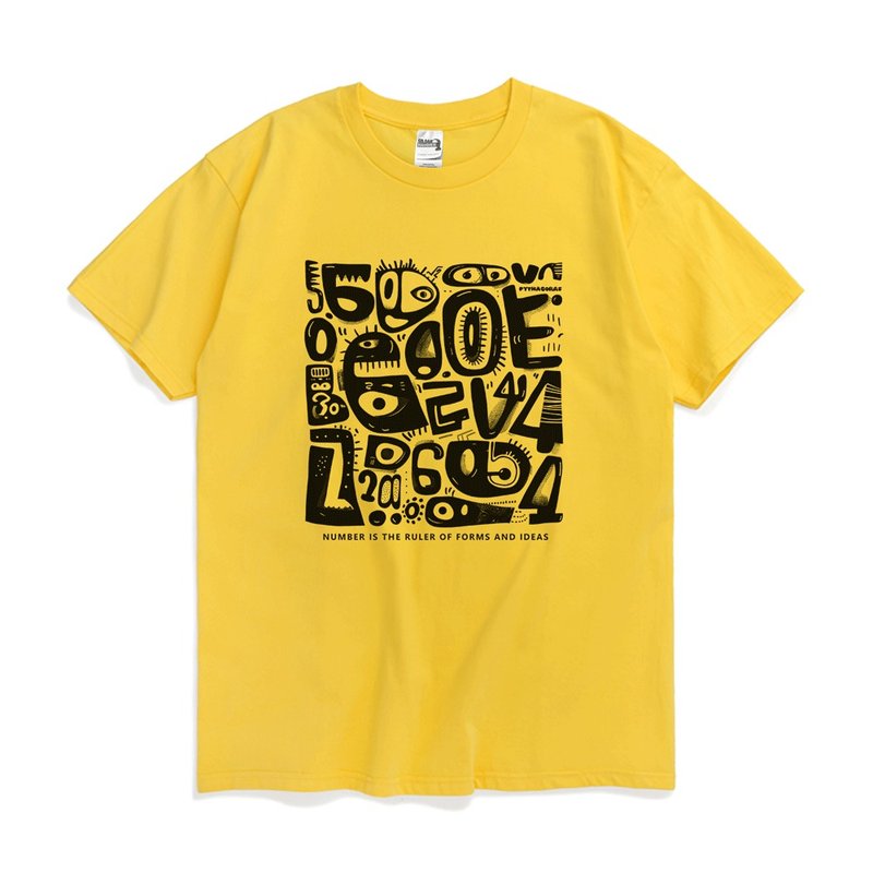 古希腊哲学/毕达哥拉斯/数字是宇宙的统治者凡物制哲学男女款T恤 - 男装上衣/T 恤 - 棉．麻 