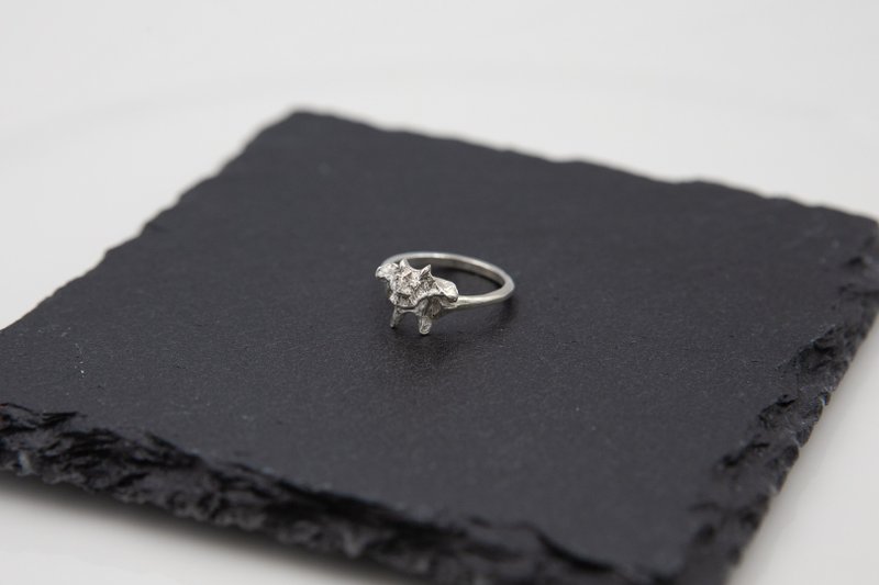 骸骨系列 - 单节脊椎戒指 细 亮银款 - 戒指 - 银 银色