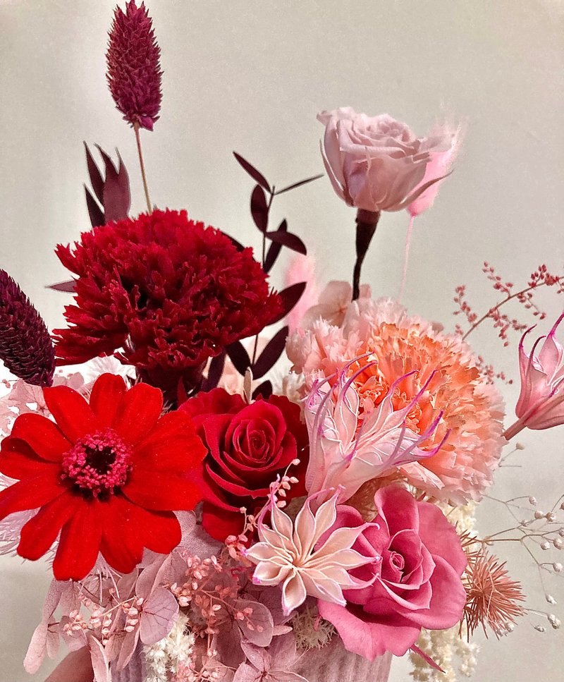 母亲节永生盆花-母亲节礼物/南投草屯开幕入厝礼/升迁/居家布置 - 干燥花/捧花 - 植物．花 粉红色