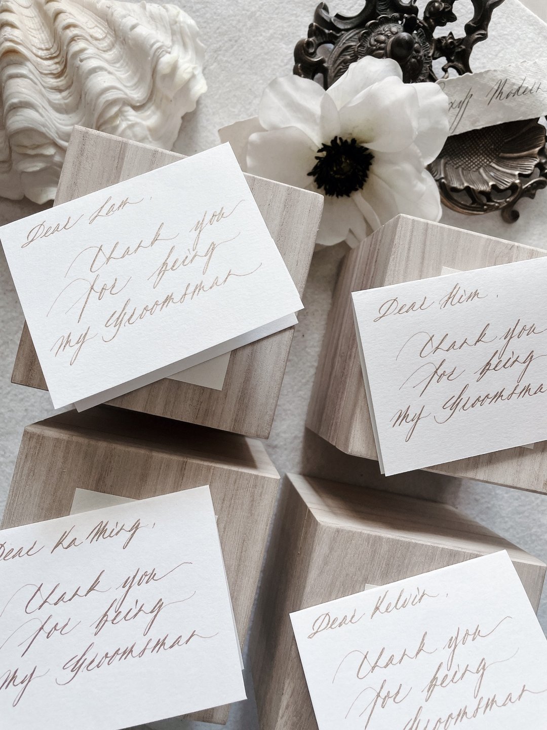手写 姊妹感谢卡 西洋书法 BRIDESMAID CARD - 卡片/明信片 - 纸 金色