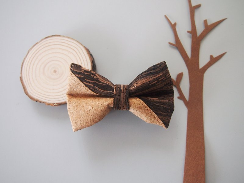 Paralife 量身订制 木纹软木 拼 软木 领结 煲呔 蝶形领结 Bowtie - 领带/领带夹 - 木头 咖啡色