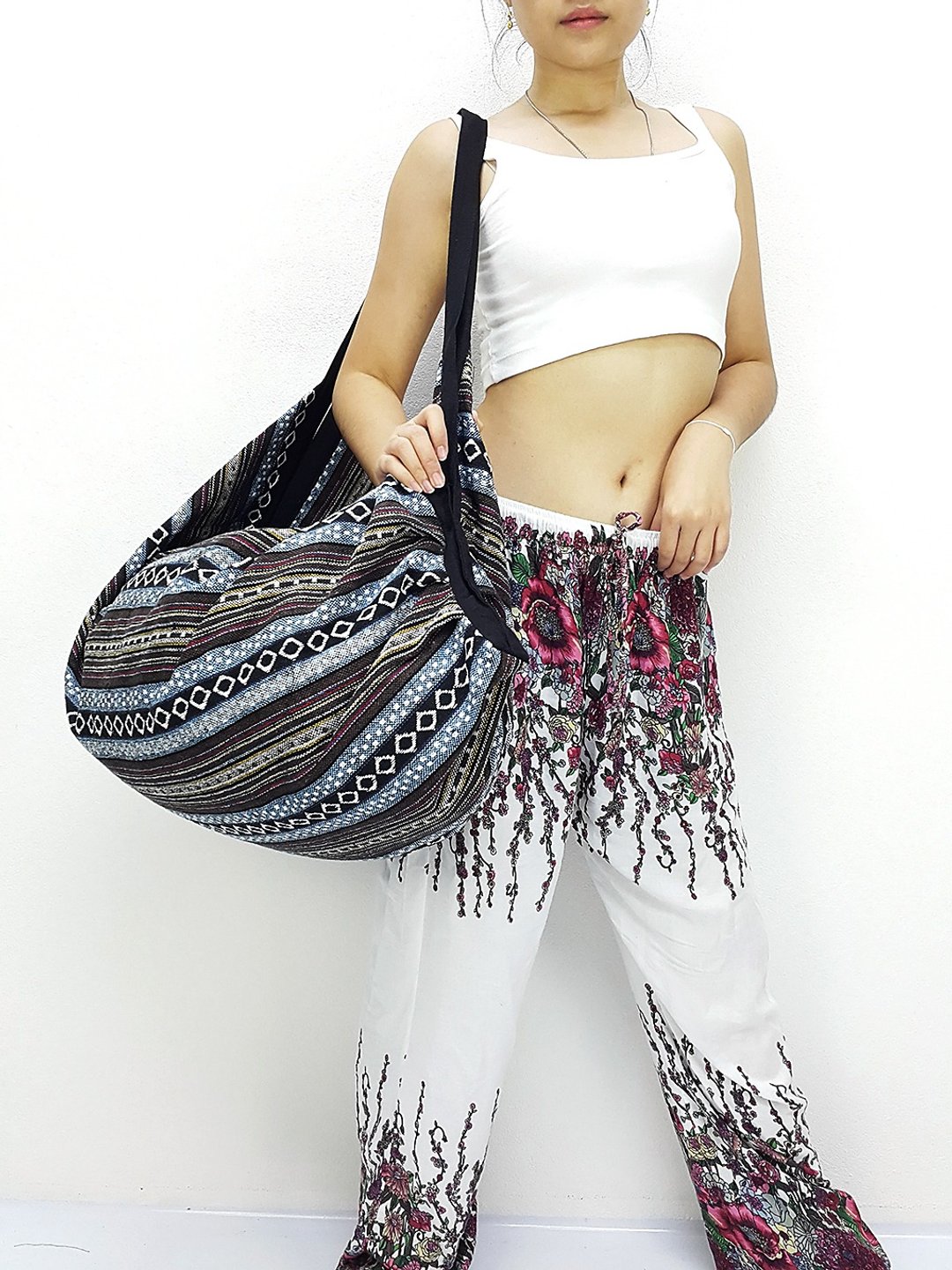 Cotton Bag Backpack Hobo bag boat shape bag Shoulder bag Crossbody Bag - 其他 - 棉．麻 灰色