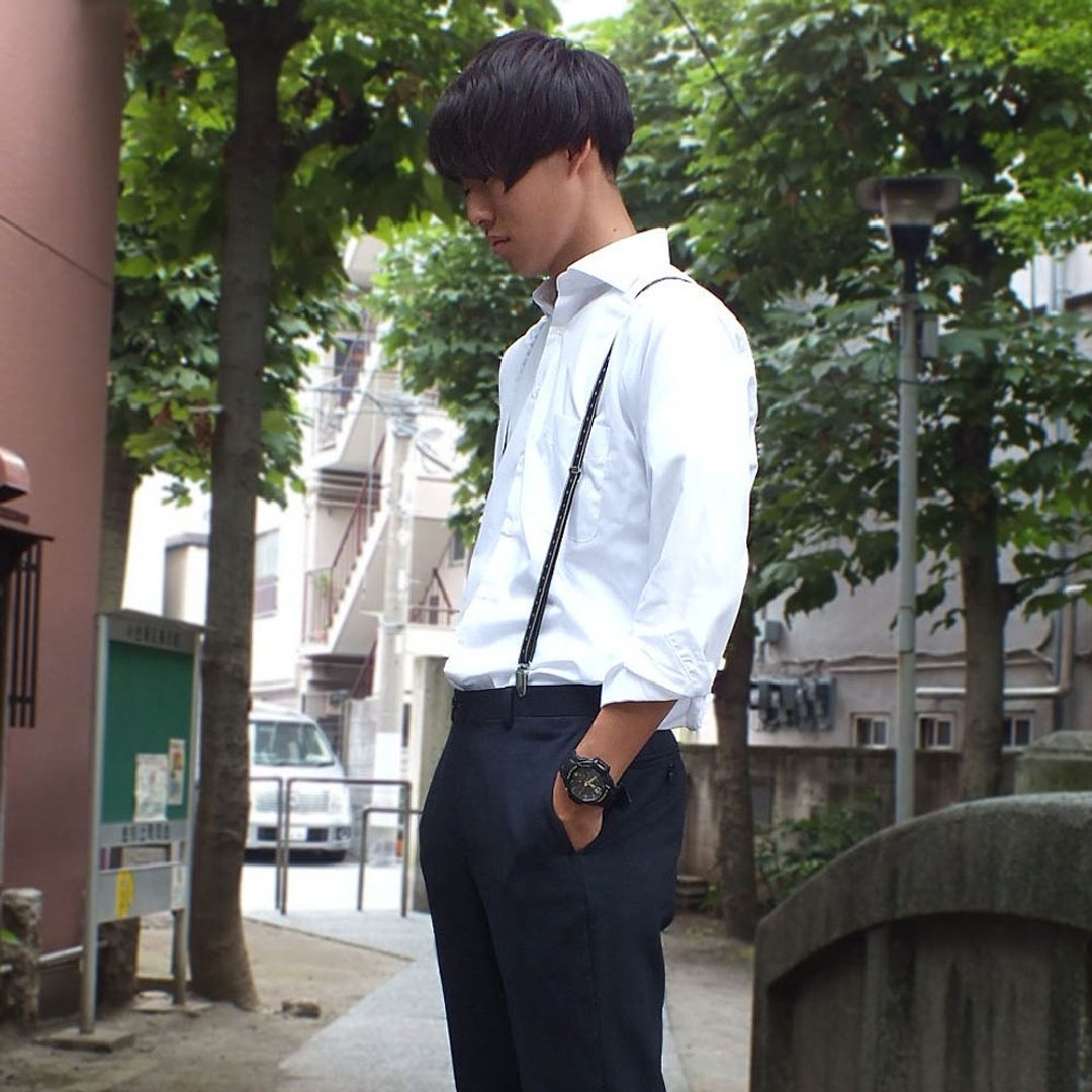 Suspender cowhide 15mm width Silvia black beige S M L made in Japan - 其他 - 橡胶 黑色