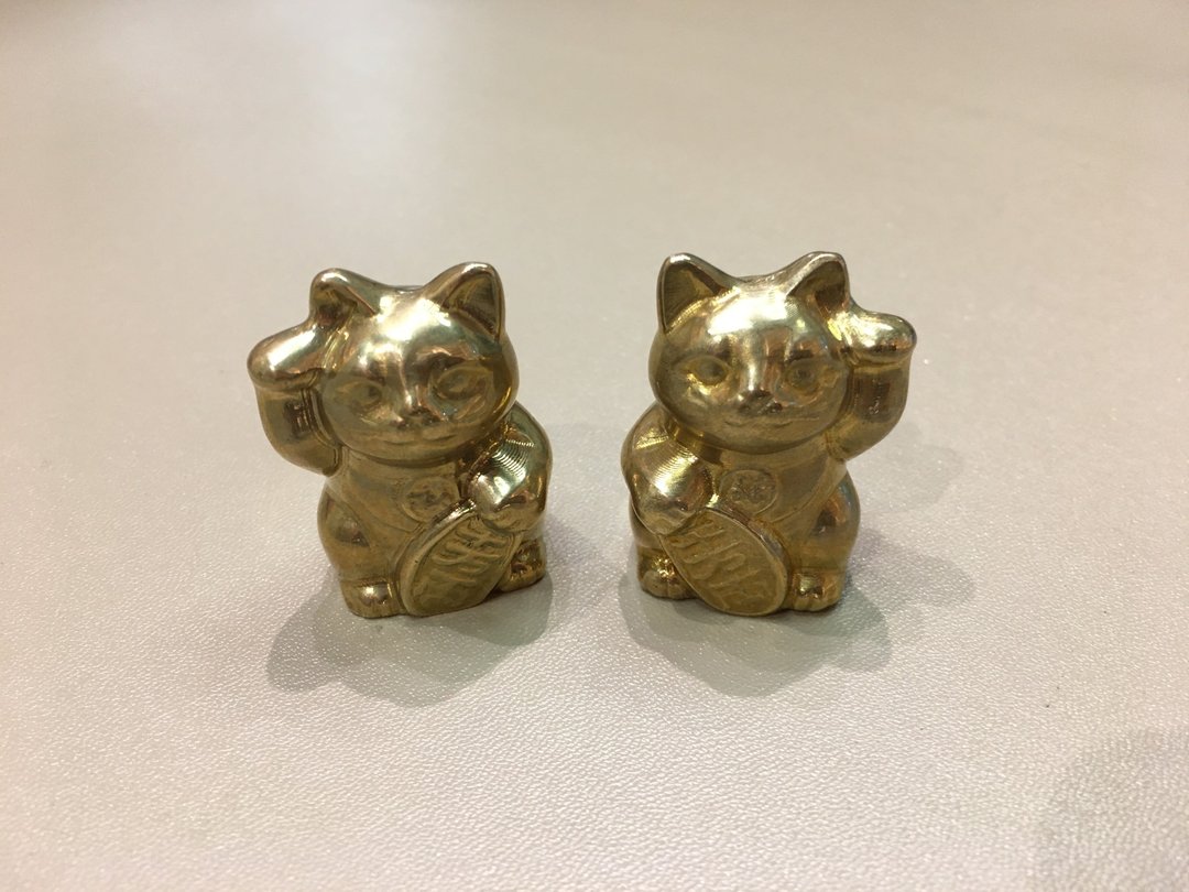 黄铜矿招财猫摆件 ( 1对 M Size ) - 招福招好运 - 摆饰 - 水晶 