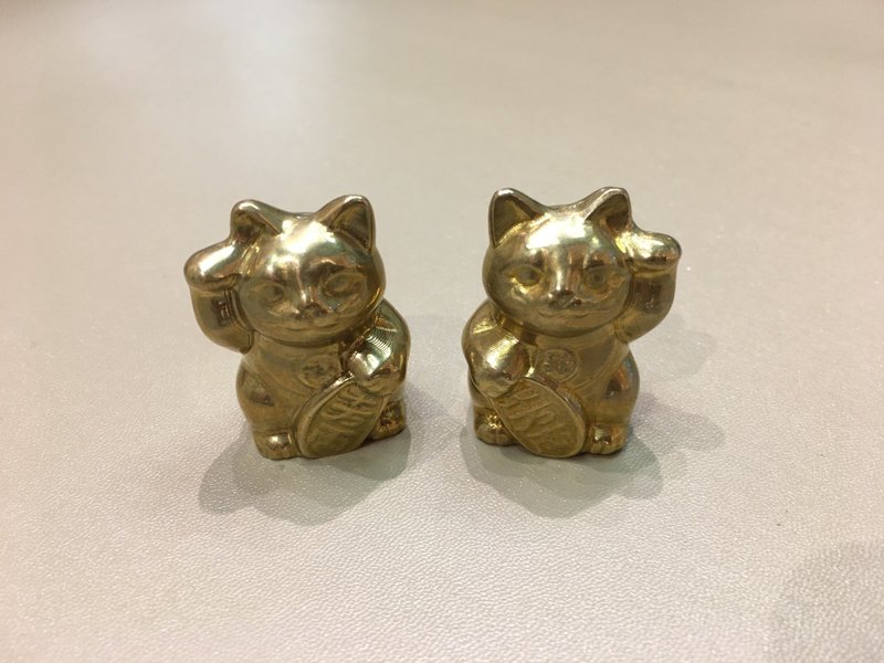 黄铜矿招财猫摆件 ( 1对 M Size ) - 招福招好运 - 摆饰 - 水晶 