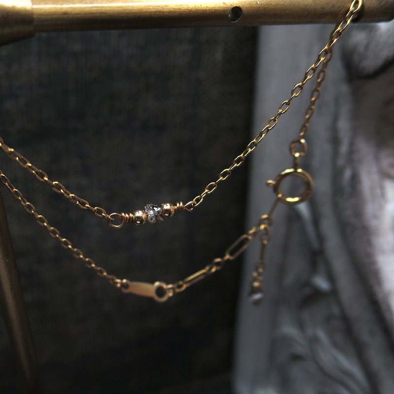 VIIART。即溶咖啡。钻石原矿14KGF包金手链|日系超精致极细保色 - 手链/手环 - 其他金属 咖啡色