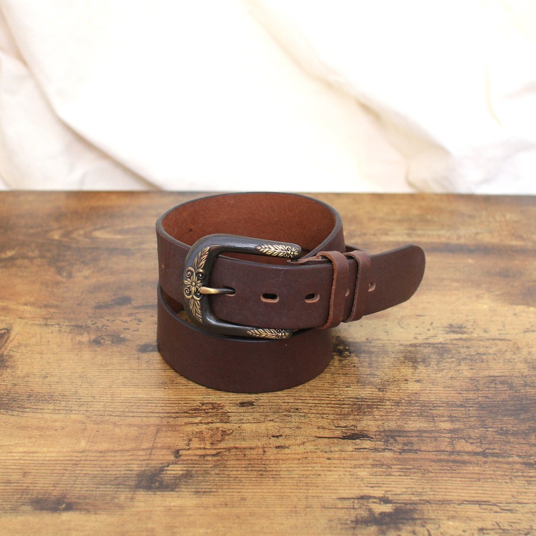Back to Green -经典复古腰带 立体花纹扣bt-07 //vintage belt - 皮带/腰带 - 真皮 