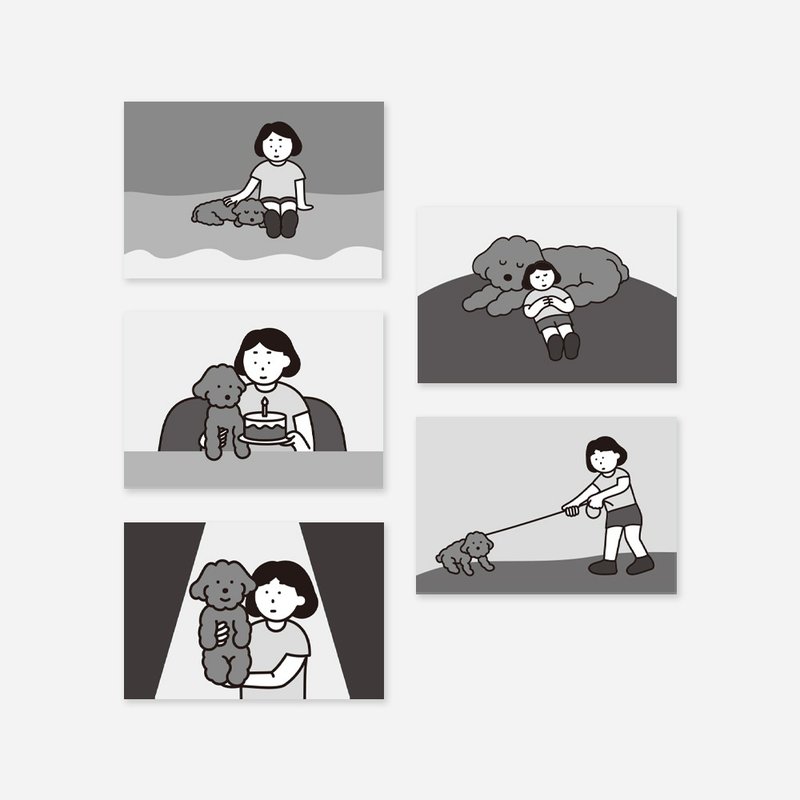 插画明信片 - 卡片/明信片 - 纸 灰色