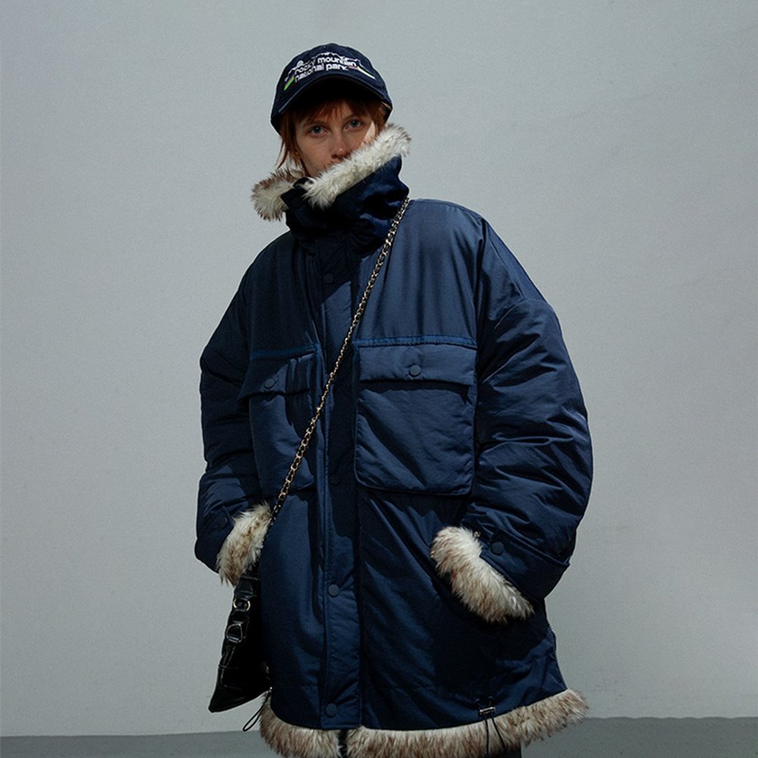Unvesno加厚保暖棉服 日系防风仿貂绒毛领外套 情侣款CT-2076 - 男装外套 - 其他材质 