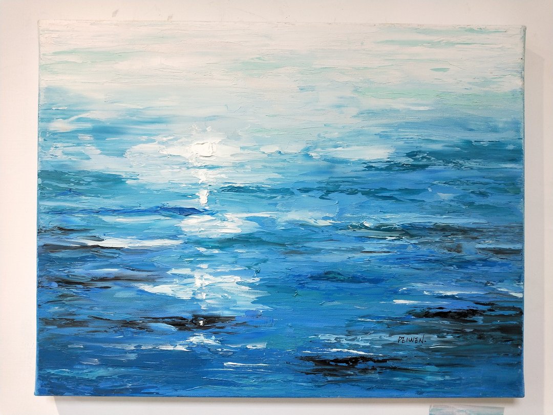 陈佩文油画创作   跟你一起去看海 - 海报/装饰画/版画 - 颜料 黄色