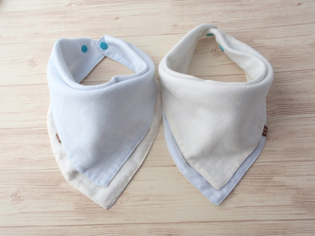 Baby Bandana Bib,Baby Scarf Bib,Reversible,Pale Blue - 围嘴/口水巾 - 棉 蓝色