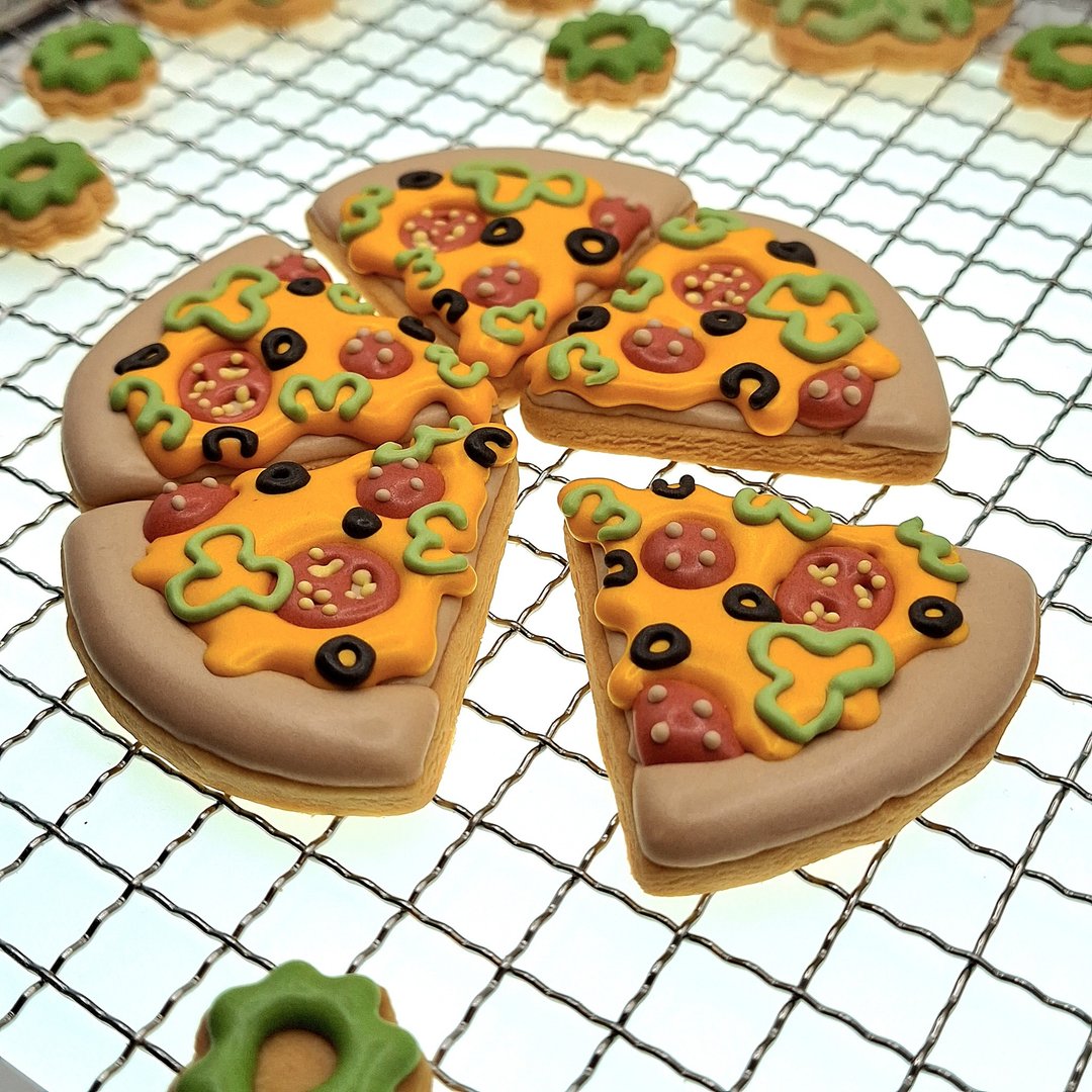 【温蒂泡芙】造型糖霜饼干-美式腊肠PIZZA款(单片入) - 手工饼干 - 其他材质 
