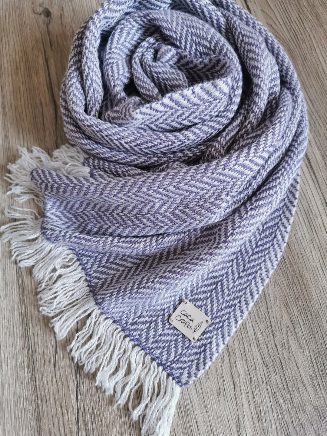 Handwoven by Carina | 手织蚕丝喀什米尔围巾 - 围巾/披肩 - 丝．绢 紫色